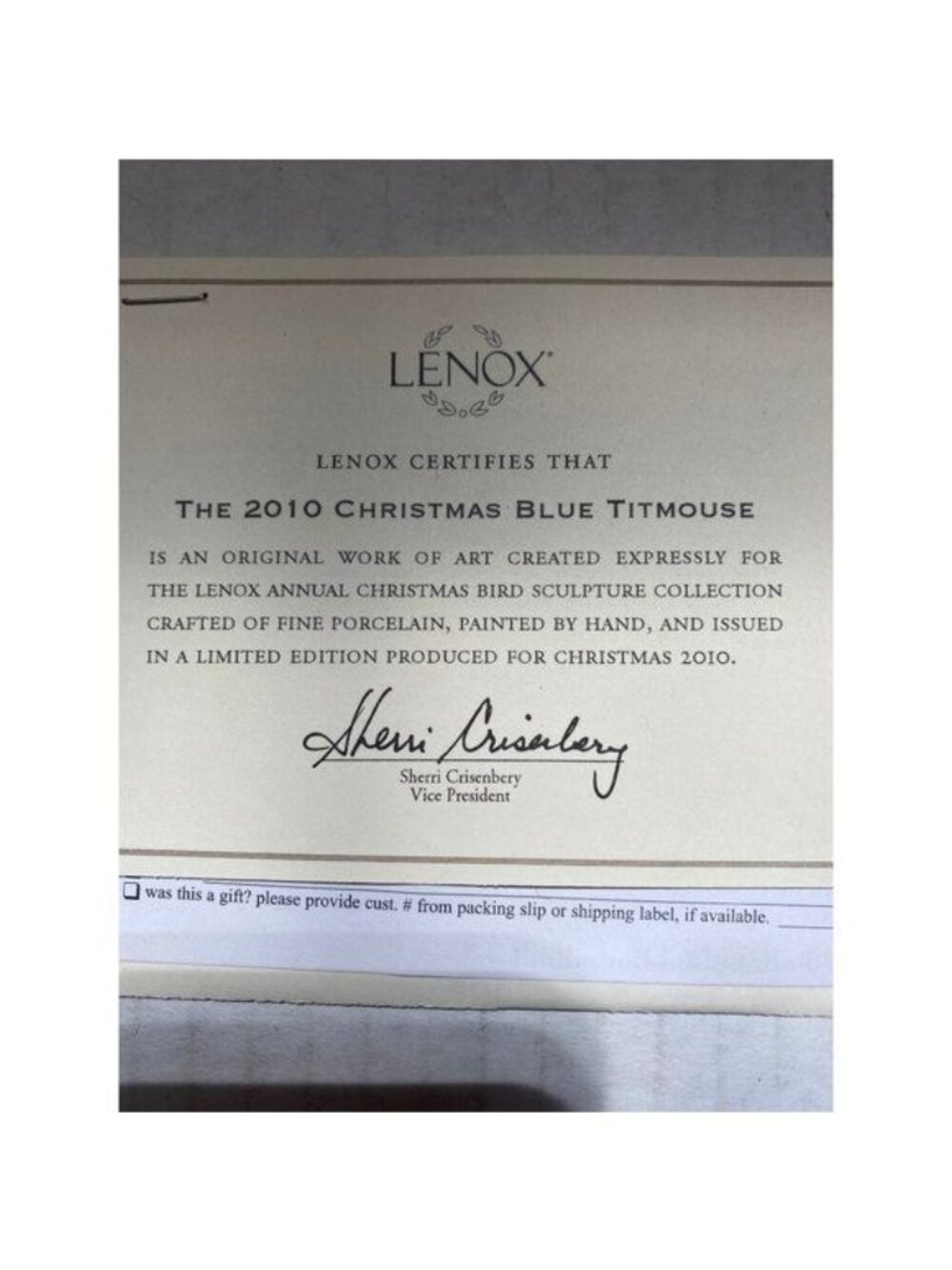2010 Lenox Christmas Blue Titmouse Annual Collection Bird Figurine Ltd Ed NEW - Picture 10 of 10